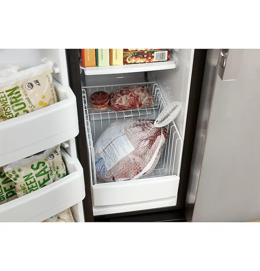 GE - 36 in. Wide 25.3 Cu. Ft. Side-by-Side Refrigerator with External Ice & Water Dispenser - Stainless Steel