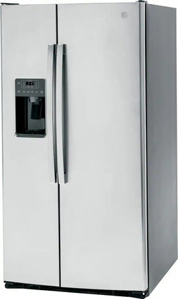GE - 36 in. Wide 25.3 Cu. Ft. Side-by-Side Refrigerator with External Ice & Water Dispenser - Stainless Steel