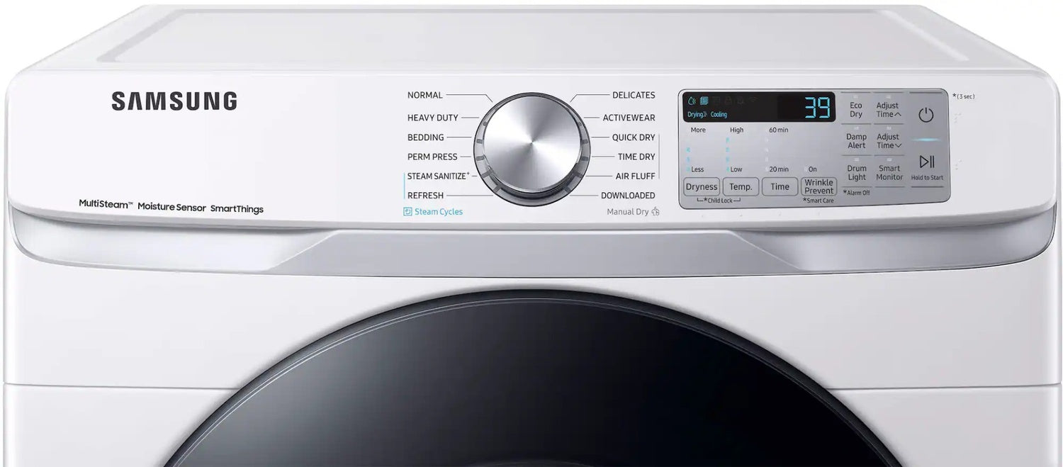 Package - Samsung - 4.5 Cu. Ft. High-Efficiency Stackable Smart Front Load Washer with Steam and Super Speed Wash and 7.5 Cu. Ft. Stackable Smart Electric Dryer with Steam Sanitize+ - White