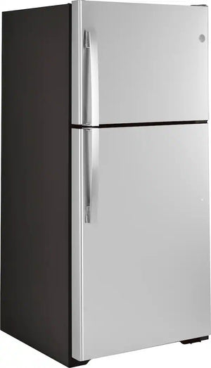 GE - 33 in. Wide 21.9 Cu. Ft. Top-Freezer Refrigerator with Garage Ready Performance - Stainless Steel