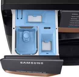 Package - Samsung - 5.0 Cu. Ft. High-Efficiency Stackable Smart Front Load Washer with Steam and Super Speed Wash and 7.5 Cu. Ft. Stackable Smart Gas Dryer with Steam and Sensor Dry - Brushed Black