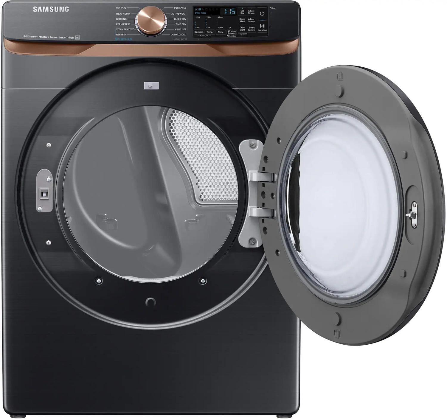 Package - Samsung - 5.0 Cu. Ft. High-Efficiency Stackable Smart Front Load Washer with Steam and Super Speed Wash and 7.5 Cu. Ft. Stackable Smart Electric Dryer with Steam and Sensor Dry - Brushed Black