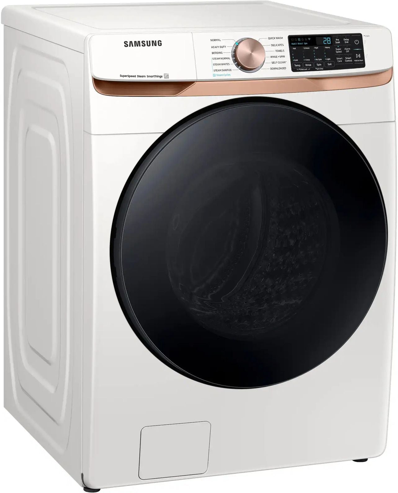 Package - Samsung - 5.0 Cu. Ft. High-Efficiency Stackable Smart Front Load Washer with Steam and Super Speed Wash and 7.5 Cu. Ft. Stackable Smart Electric Dryer with Steam and Sensor Dry - Ivory