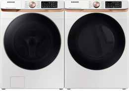 Package - Samsung - 5.0 Cu. Ft. High-Efficiency Stackable Smart Front Load Washer with Steam and Super Speed Wash and 7.5 Cu. Ft. Stackable Smart Electric Dryer with Steam and Sensor Dry - Ivory