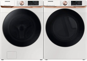 Package - Samsung - 5.0 Cu. Ft. High-Efficiency Stackable Smart Front Load Washer with Steam and Super Speed Wash and 7.5 Cu. Ft. Stackable Smart Electric Dryer with Steam and Sensor Dry - Ivory
