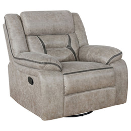 Greer Upholstered Swivel Glider Recliner Chair Brown
