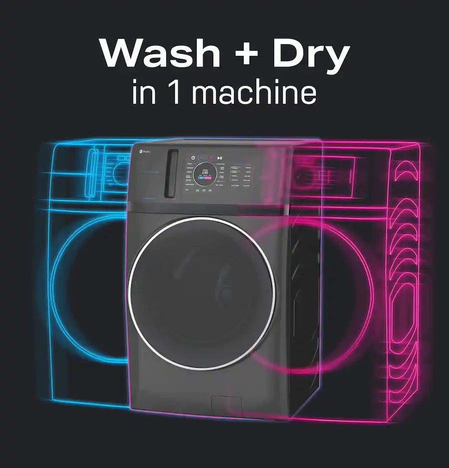 GE Profile - UltraFast 4.8 Cu. Ft. High-Efficiency Smart Front Load Washer and Electric Dryer Combo with Ventless Heat Pump - Carbon Graphite