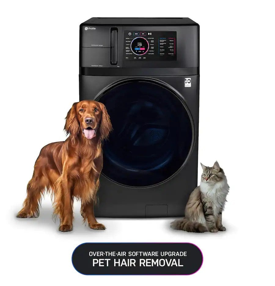 GE Profile - UltraFast 4.8 Cu. Ft. High-Efficiency Smart Front Load Washer and Electric Dryer Combo with Ventless Heat Pump - Carbon Graphite