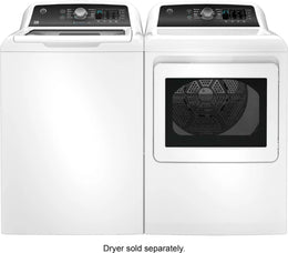 Package - GE - 4.5 Cu. Ft. Top Load Washer with Water Level Control, Deep Fill, Quick Wash, and Glass Lid and 7.4 Cu. Ft. Front Load Electric Dryer with Sensor Dry - White with Matte Black