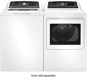 Package - GE - 4.5 Cu. Ft. Top Load Washer with Water Level Control, Deep Fill, Quick Wash, and Glass Lid and 7.4 Cu. Ft. Front Load Electric Dryer with Sensor Dry - White with Matte Black