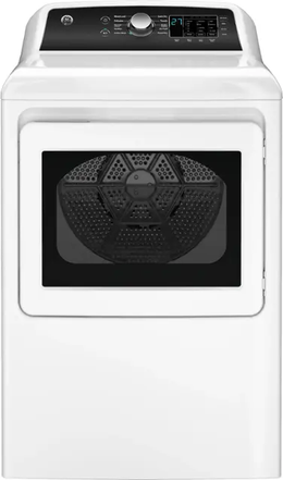 Package - GE - 4.5 Cu. Ft. Top Load Washer with Water Level Control, Deep Fill, Quick Wash, and Glass Lid and 7.4 Cu. Ft. Front Load Electric Dryer with Sensor Dry - White with Matte Black