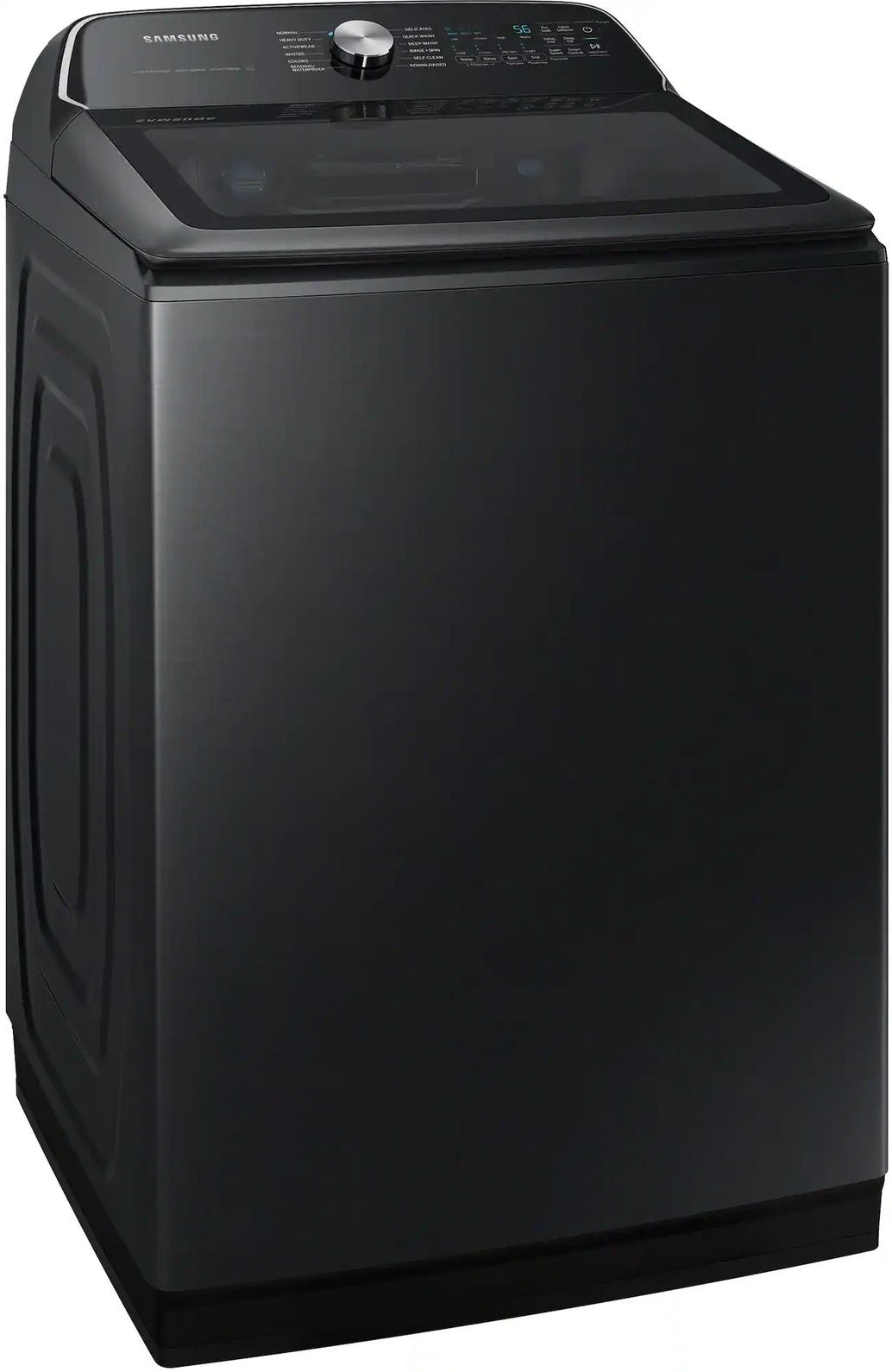 Package - Samsung - 5.5 Cu. Ft. High-Efficiency Smart Top Load Washer with Super Speed Wash - Brushed Black and 7.4 Cu. Ft. Smart Electric Dryer with Steam Sanitize+ - Black
