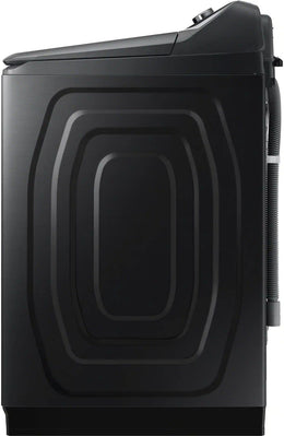 Package - Samsung - 5.5 Cu. Ft. High-Efficiency Smart Top Load Washer with Super Speed Wash - Brushed Black and 7.4 Cu. Ft. Smart Electric Dryer with Steam Sanitize+ - Black
