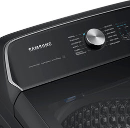 Package - Samsung - 5.5 Cu. Ft. High-Efficiency Smart Top Load Washer with Super Speed Wash - Brushed Black and 7.4 Cu. Ft. Smart Electric Dryer with Steam Sanitize+ - Black