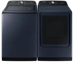 Package - Samsung - 5.4 Cu. Ft. High-Efficiency Smart Top Load Washer with Pet Care Solution and 7.4 Cu. Ft. Smart Gas Dryer with Steam and Pet Care Dry - Brushed Navy