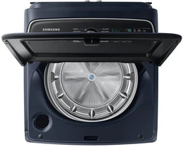 Package - Samsung - 5.4 Cu. Ft. High-Efficiency Smart Top Load Washer with Pet Care Solution and 7.4 Cu. Ft. Smart Electric Dryer with Steam and Pet Care Dry - Brushed Navy