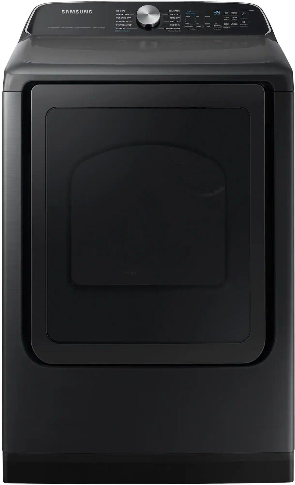 Package - Samsung - 5.5 Cu. Ft. High-Efficiency Smart Top Load Washer with Super Speed Wash - Brushed Black and 7.4 Cu. Ft. Smart Electric Dryer with Steam Sanitize+ - Black