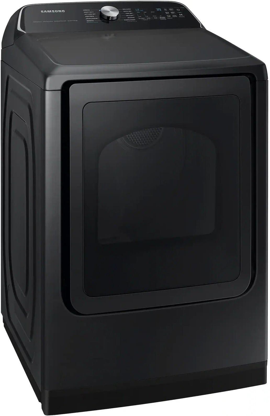 Package - Samsung - 5.5 Cu. Ft. High-Efficiency Smart Top Load Washer with Super Speed Wash - Brushed Black and 7.4 Cu. Ft. Smart Electric Dryer with Steam Sanitize+ - Black