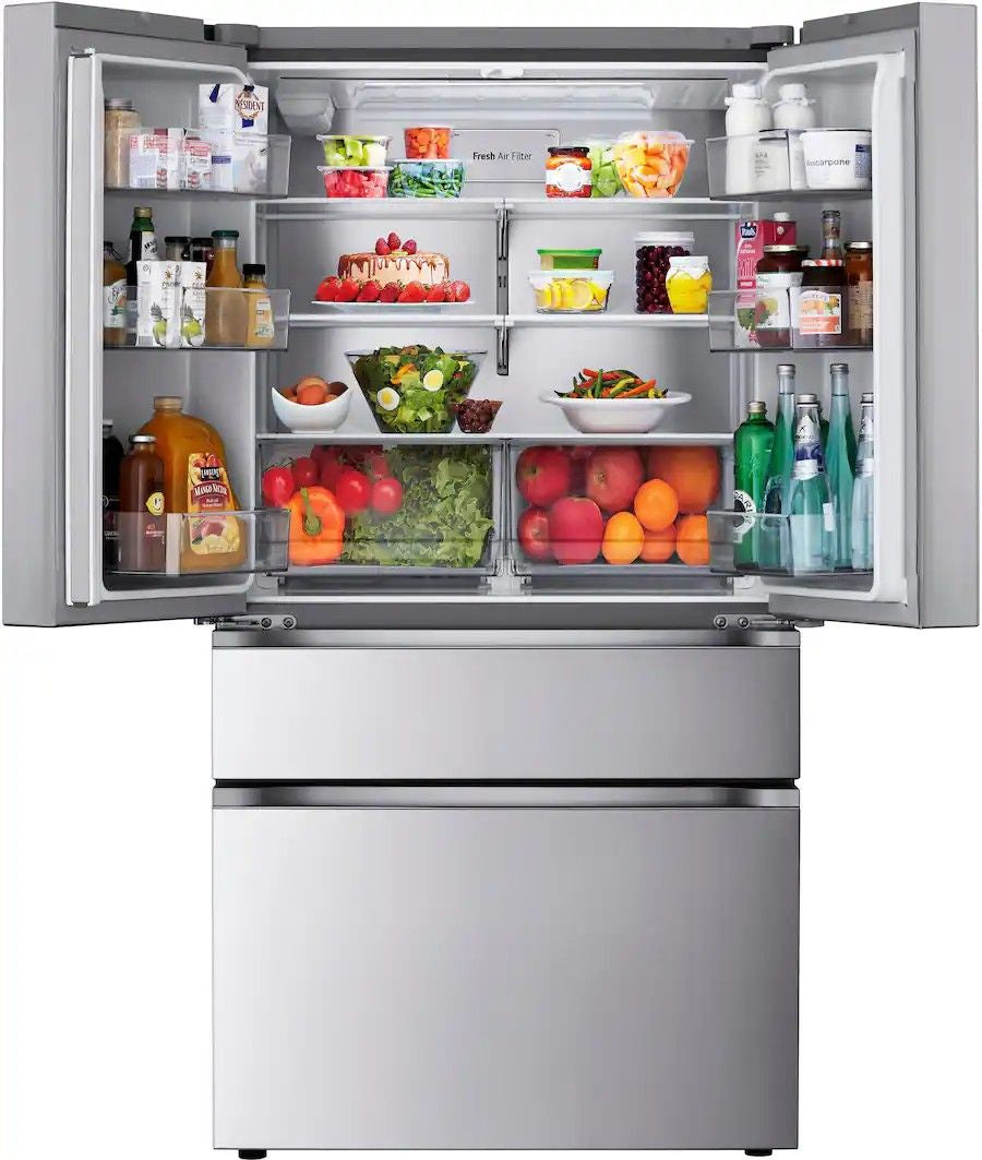 LG - 36-in Standard-Depth MAX 29.6 Cu. Ft. 4-Door French Door Smart Refrigerator with Full-Convert Drawer - Stainless Steel