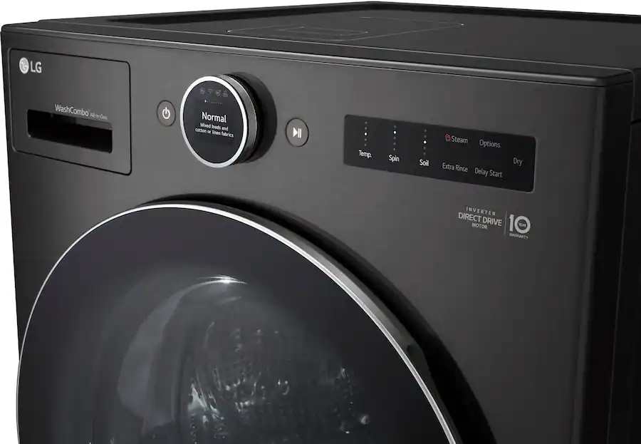 LG - 5.0 Cu. Ft. HE Smart Mega Capacity All-in-One Electric Washer/Dryer WashCombo with Steam and Ventless Inverter Heat Pump - Black Steel