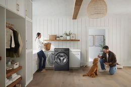 LG - 5.0 Cu. Ft. HE Smart Mega Capacity All-in-One Electric Washer/Dryer WashCombo with Steam and Ventless Inverter Heat Pump - Black Steel