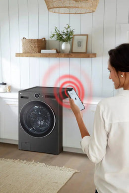 LG - 5.0 Cu. Ft. HE Smart Mega Capacity All-in-One Electric Washer/Dryer WashCombo with Steam and Ventless Inverter Heat Pump - Black Steel
