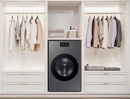 Samsung - 5.3 cu. ft. Bespoke AI Ventless Smart All-In-One Front Load Washer/Electric Dryer Combo with Ventless Heat Pump - Dark Steel