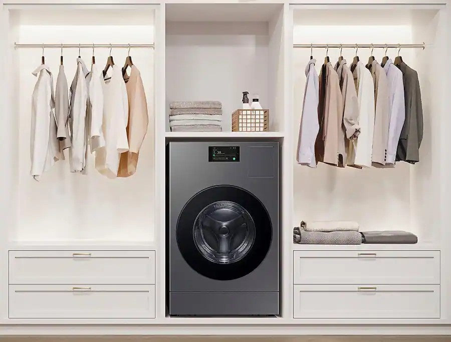 Samsung - 5.3 cu. ft. Bespoke AI Ventless Smart All-In-One Front Load Washer/Electric Dryer Combo with Ventless Heat Pump - Dark Steel