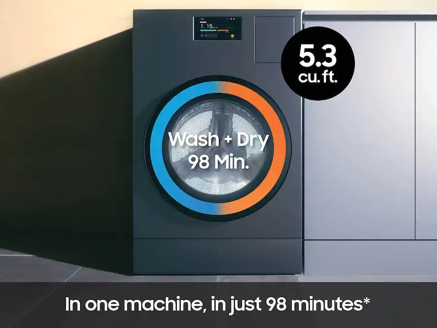 Samsung - 5.3 cu. ft. Bespoke AI Ventless Smart All-In-One Front Load Washer/Electric Dryer Combo with Ventless Heat Pump - Dark Steel