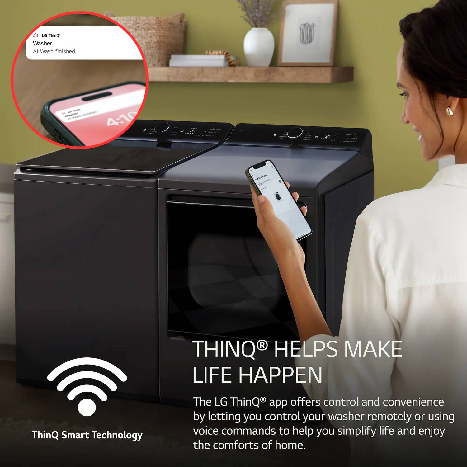 Package - LG - 5.5 Cu. Ft. High Efficiency Smart Top Load Washer with EasyUnload and 7.3 Cu. Ft. Smart Electric Dryer with EasyLoad Door - Matte Black