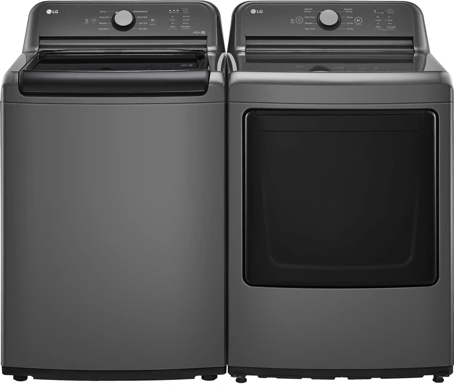 Package - LG - 4.1 Cu. Ft. High-Efficiency Top Load Washer with TurboDrum Technology and 7.3 Cu. Ft. Electric Dryer with Sensor Dry - Monochrome Grey