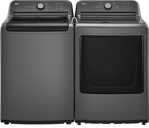 Package - LG - 4.1 Cu. Ft. High-Efficiency Top Load Washer with TurboDrum Technology and 7.3 Cu. Ft. Electric Dryer with Sensor Dry - Monochrome Grey