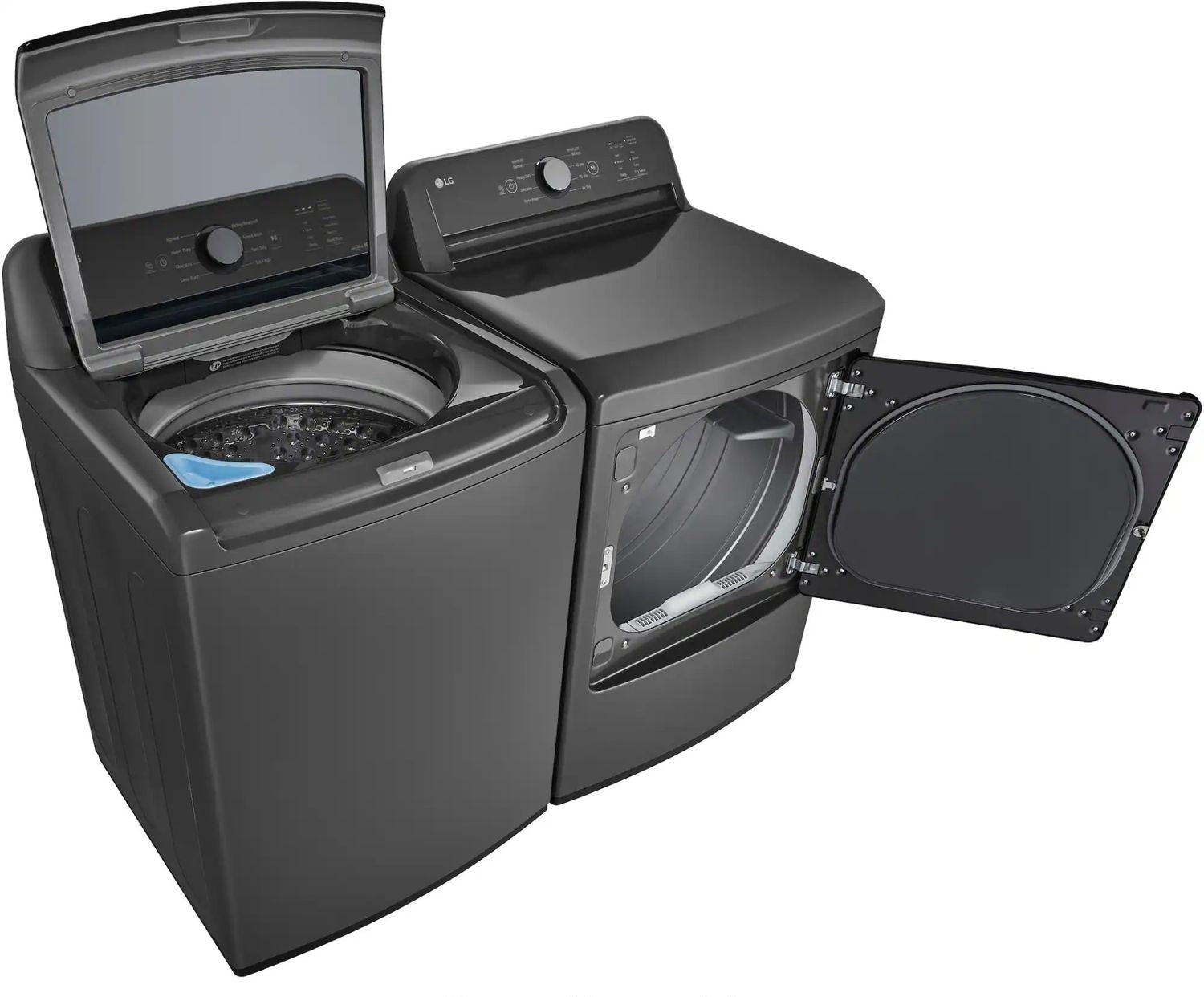 Package - LG - 4.1 Cu. Ft. High-Efficiency Top Load Washer with TurboDrum Technology and 7.3 Cu. Ft. Electric Dryer with Sensor Dry - Monochrome Grey