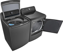 Package - LG - 4.1 Cu. Ft. High-Efficiency Top Load Washer with TurboDrum Technology and 7.3 Cu. Ft. Electric Dryer with Sensor Dry - Monochrome Grey