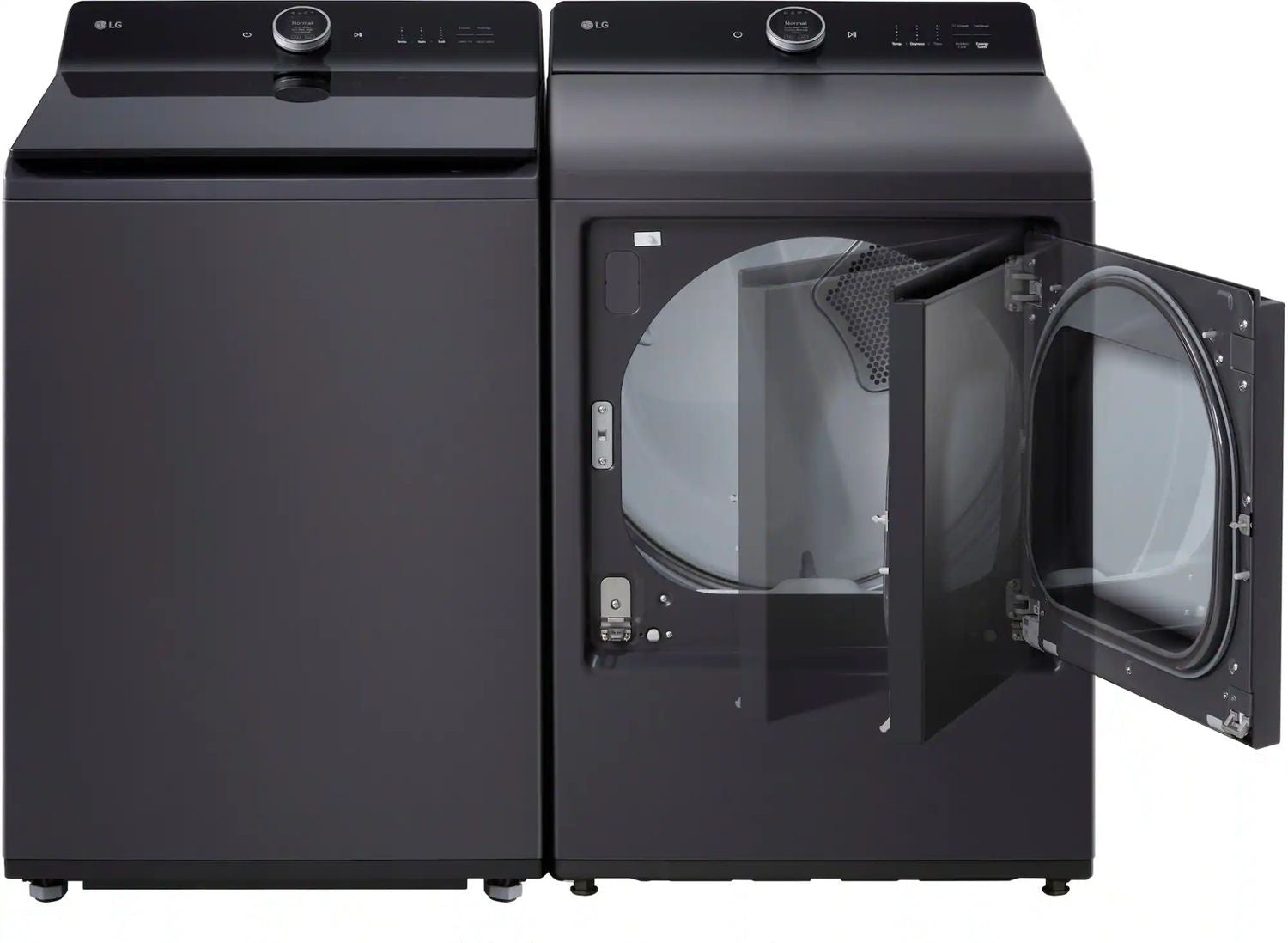 Package - LG - 5.5 Cu. Ft. High Efficiency Smart Top Load Washer with EasyUnload and 7.3 Cu. Ft. Smart Electric Dryer with Steam and EasyLoad Door - Matte Black