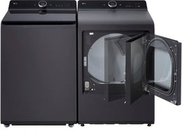 Package - LG - 5.5 Cu. Ft. High Efficiency Smart Top Load Washer with EasyUnload and 7.3 Cu. Ft. Smart Electric Dryer with Steam and EasyLoad Door - Matte Black