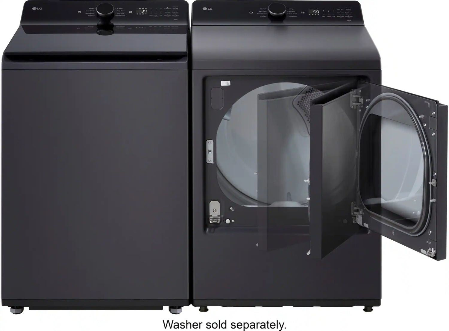 Package - LG - 5.5 Cu. Ft. High Efficiency Smart Top Load Washer with EasyUnload and 7.3 Cu. Ft. Smart Electric Dryer with EasyLoad Door - Matte Black