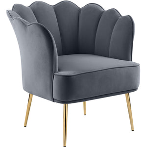 Meridian Jester Grey Velvet Accent Chair