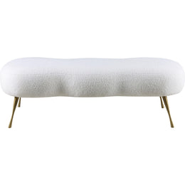 Meridian Nube White Faux Sheepskin Fur Bench