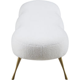 Meridian Nube White Faux Sheepskin Fur Bench