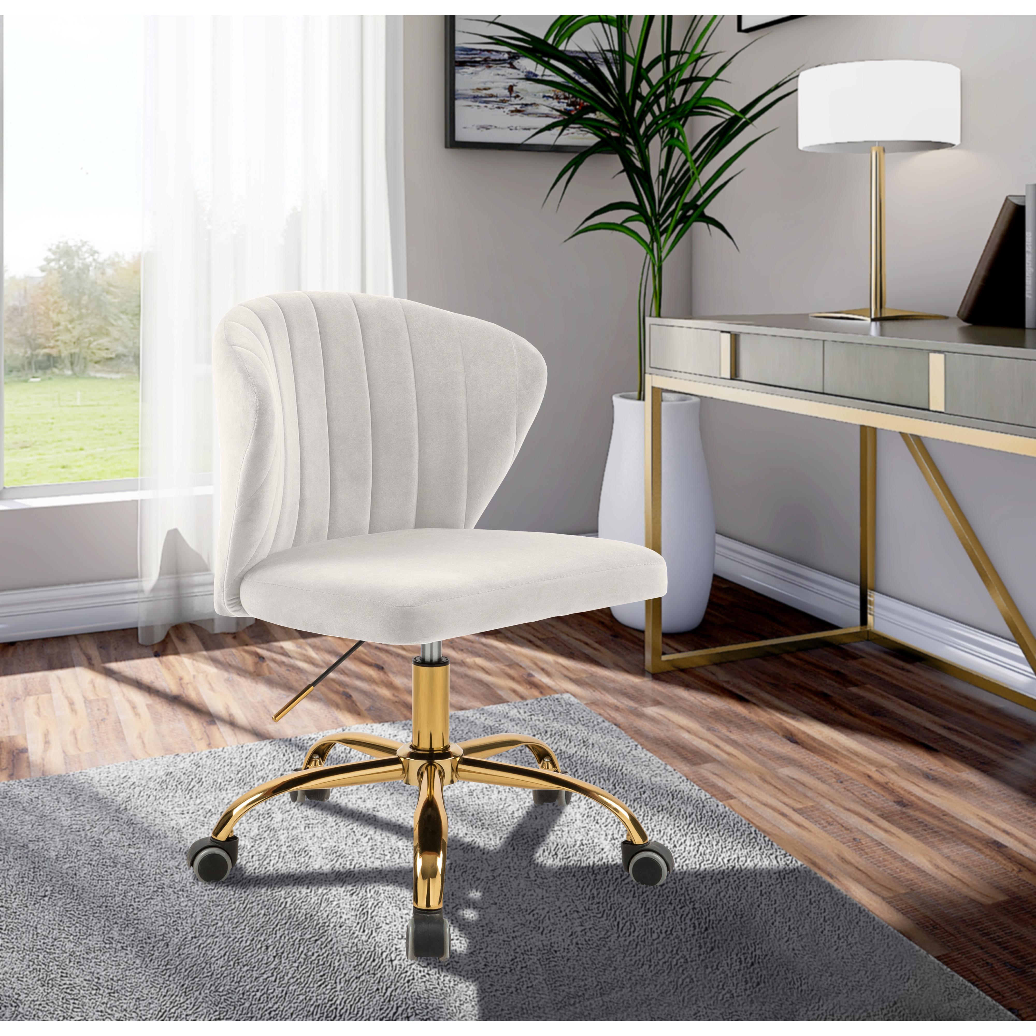 Meridian Finley Cream Velvet Office Chair