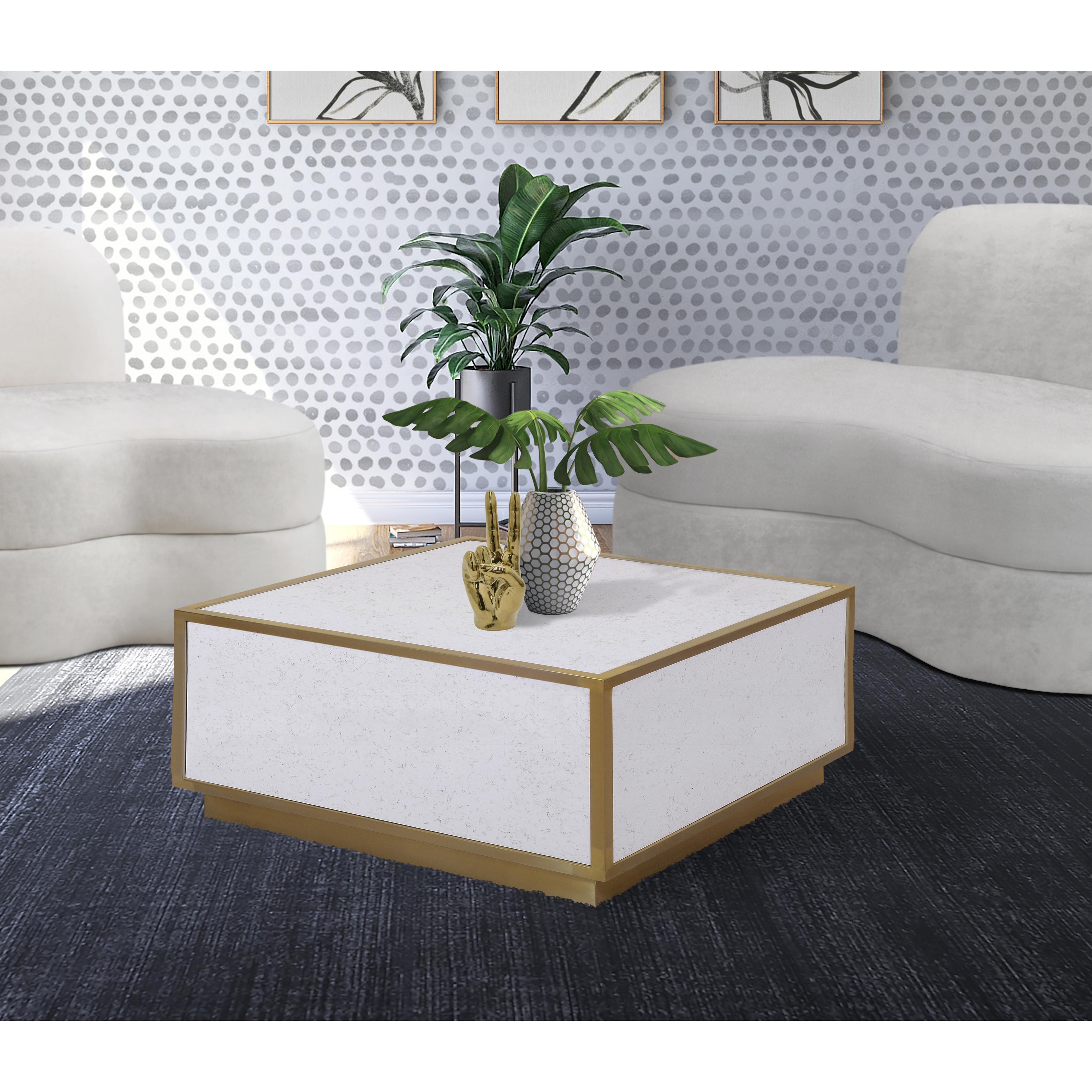Meridian Glitz White Faux Marble Coffee Table