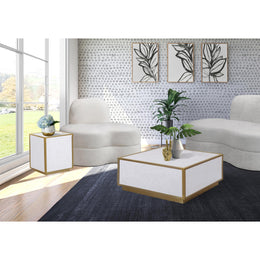 Meridian Glitz White Faux Marble Coffee Table