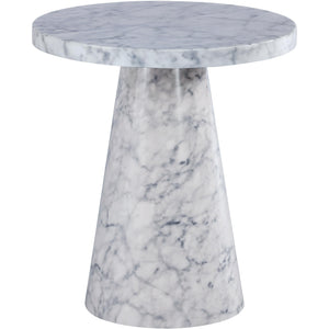 Meridian Omni White Faux Marble End Table