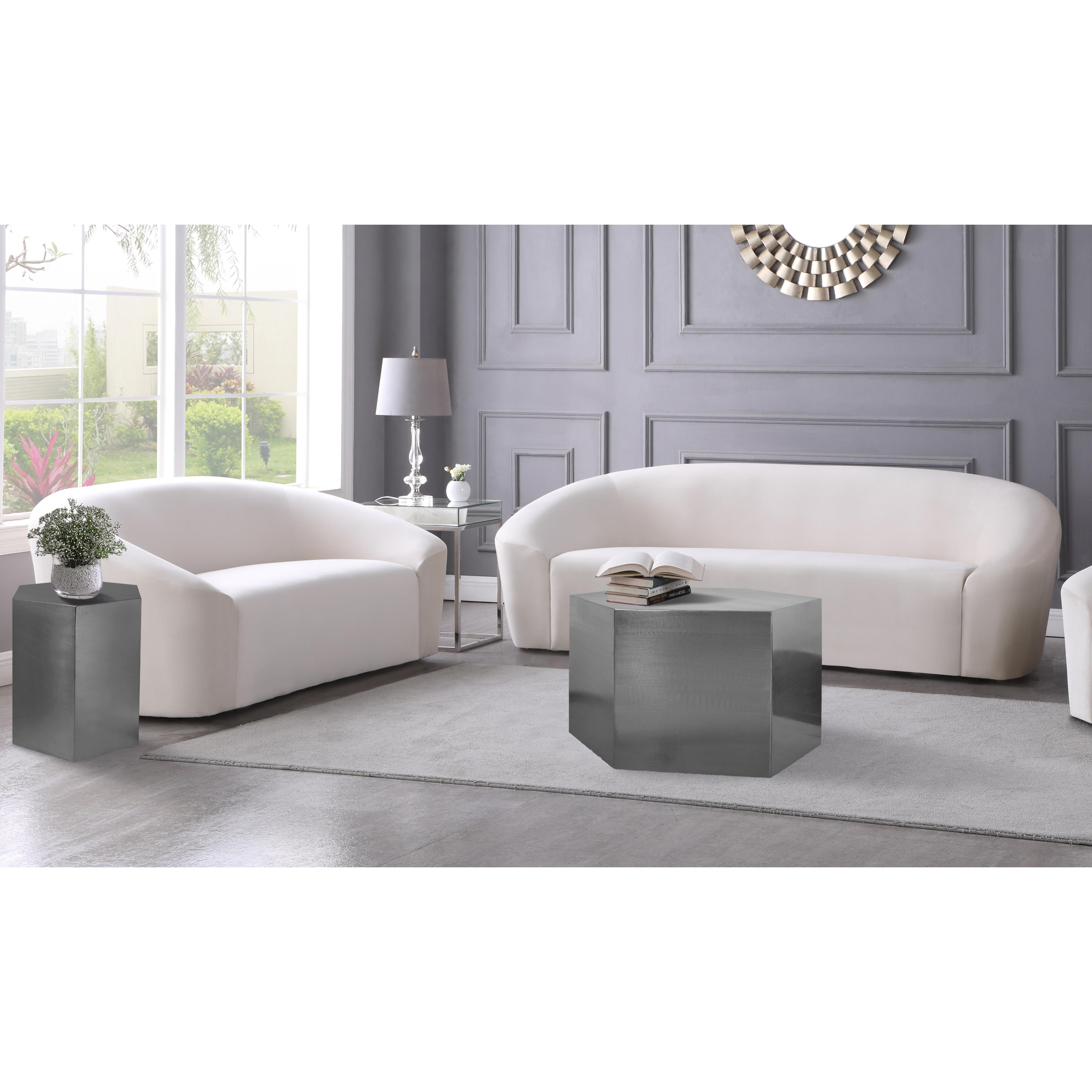 Meridian Hexagon Brushed Chrome End Table