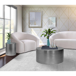 Meridian Cylinder Brushed Chrome Coffee Table