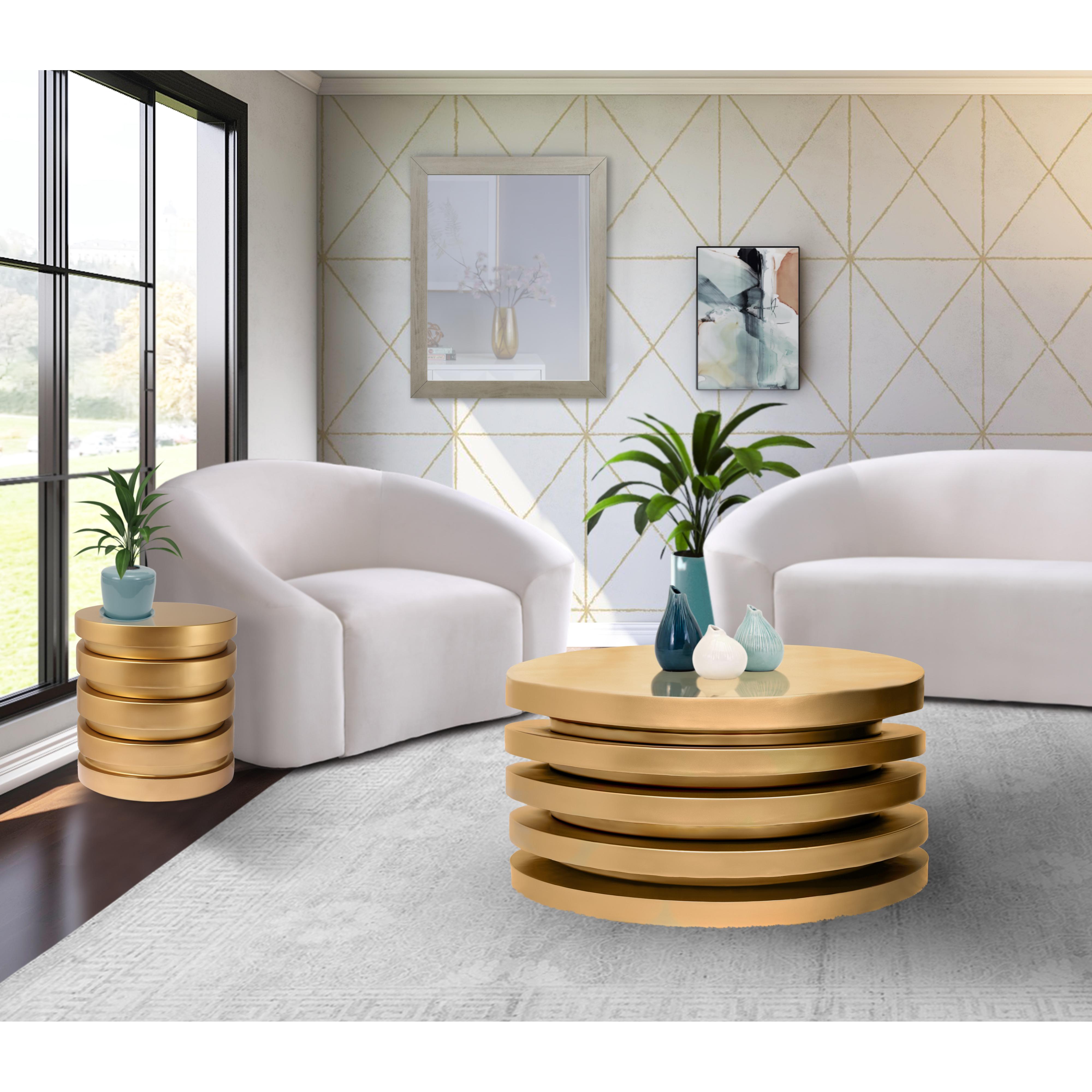 Meridian Levels Brushed Gold End Table