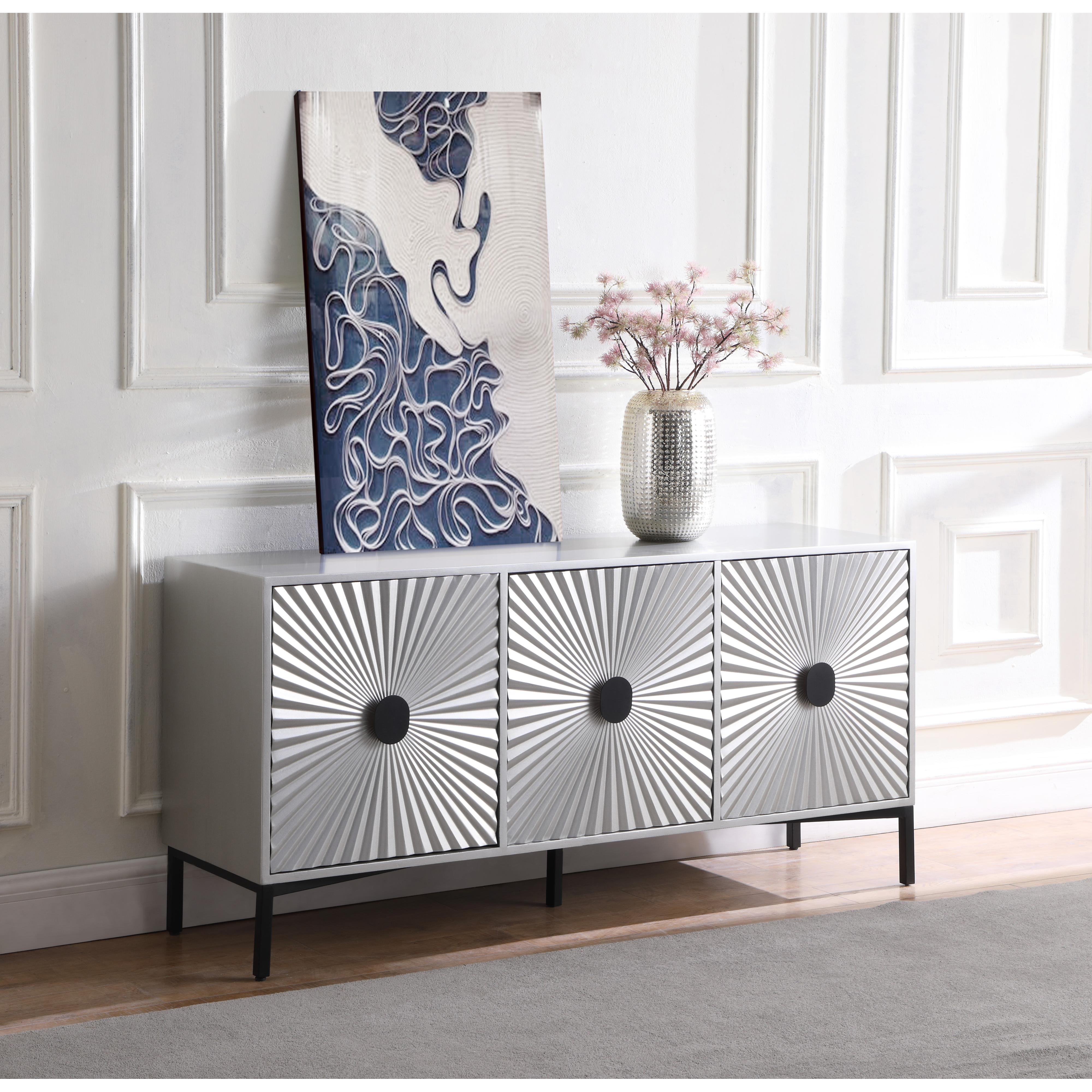 Meridian Glitz Antique Silver Sideboard/Buffet