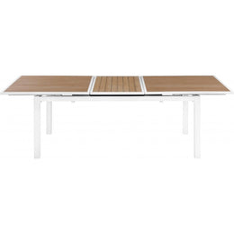 Meridian Nizuc Brown Wood Look Accent Paneling Outdoor Patio Extendable Aluminum Dining Table
