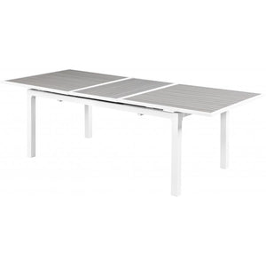 Meridian Nizuc Grey Wood Look Accent Paneling Outdoor Patio Extendable Aluminum Dining Table